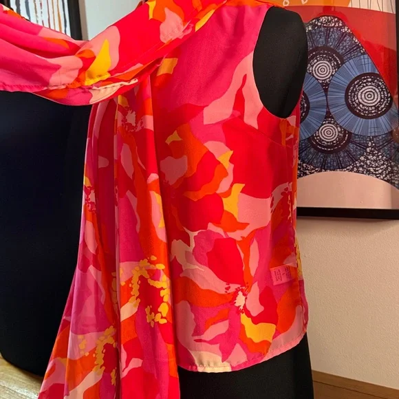 Vibrant Pink, Yellow, and Orange Blouse - Picture 6 of 7